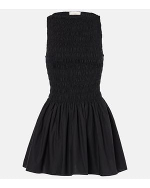 Faithfull the Brand Shirred Cotton Minidress - Black