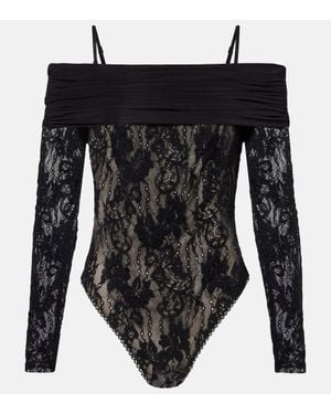 Zimmermann Rebellion Off-Shoulder Lace Bodysuit - Black
