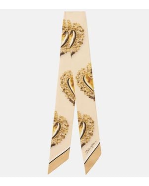 Dolce & Gabbana Printed Silk Twill Scarf - Metallic