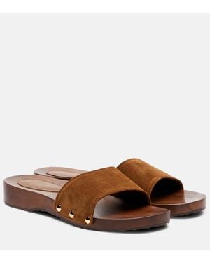Gianvito Rossi Pantoletten Riviera Aus Veloursleder - Braun