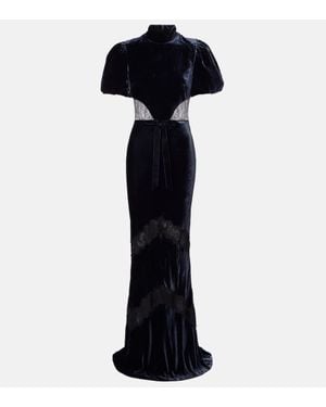Rebecca Vallance Minerva Lace-Trimmed Velvet Gown - Black