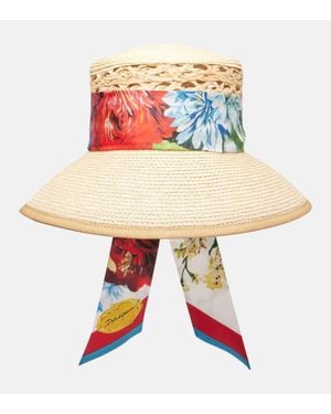 Dolce & Gabbana Hut Aus Stroh Und Raffiabast Mit Seide - Weiß