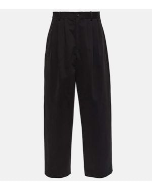 The Row Rufos Cotton And Wool Wide-Leg Pants - Black