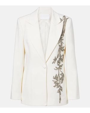 Costarellos Blazer Lesia En Laine Melangee A Ornements - Blanc