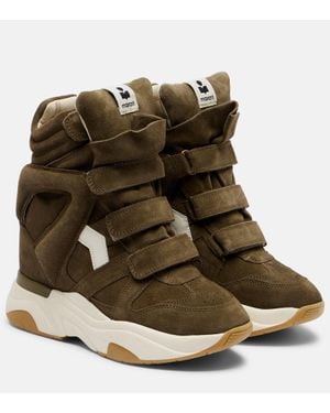Isabel Marant Balskee Suede High-Top Platform Sneakers - Green