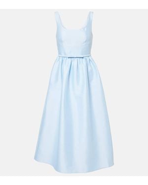 Self-Portrait Belted Satin Midi Dress - Blue
