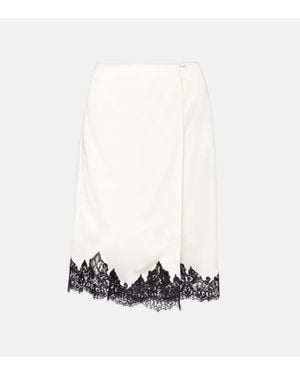 Stella McCartney Midirock Aus Satin Mit Spitze - Weiß