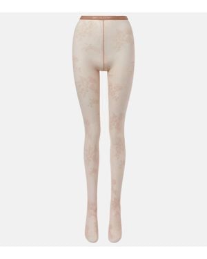 Valentino Floral Tights - Natural