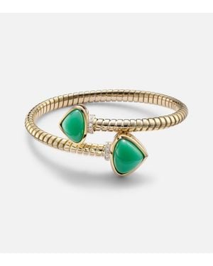 Marina B Armreif Trisolina Bypass Aus 18Kt Gelbgold Mit Diamanten Und Chrysopras - Weiß