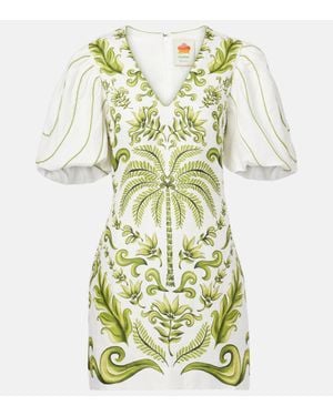 FARM Rio Milani Off-white Printed Linen Minidress - Green