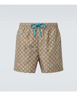 Gucci Gg Printed Poplin Swim Trunks - Multicolor