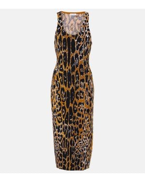 Alaïa Jacquard Midi Dress - Metallic