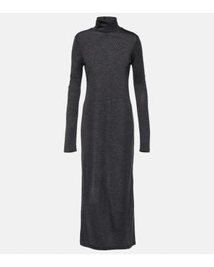Polo Ralph Lauren High-Neck Midi Wool Dress - Black