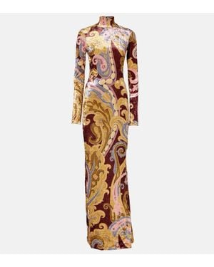 Etro Long Dress With A Sheath Design - Metallic