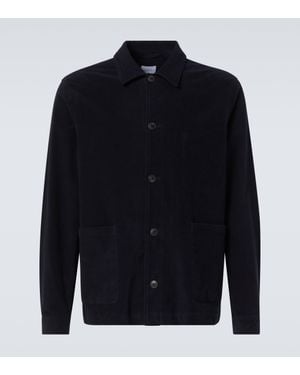 Sunspel Cotton Moleskin Overshirt - Blue