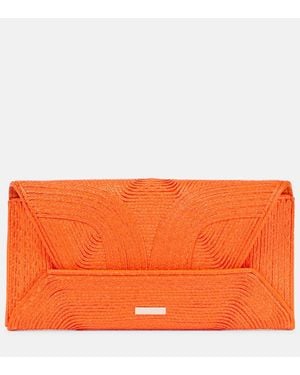 Aquazzura Clutch Vacanza Small Aus Raffiabast - Orange