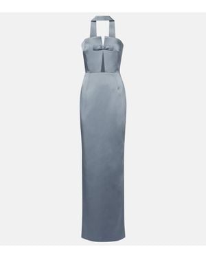 The New Arrivals Ilkyaz Ozel Holly Bow-Detail Satin Corset Gown - Blue