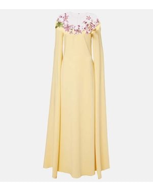 Oscar de la Renta Abito Lungo Watercolor Orchid - Giallo