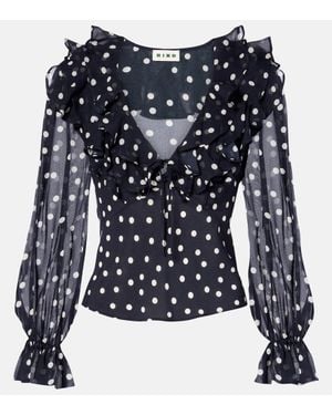 RIXO London Top Lasca Aus Seide - Blau