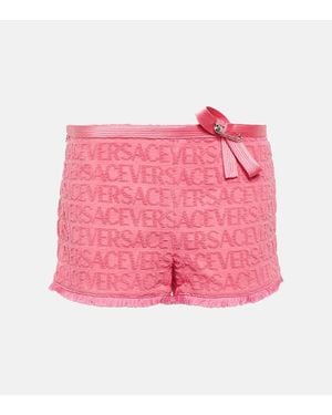 Versace Allover Devoré Cotton Shorts - Women's - Cotton/silk - Pink