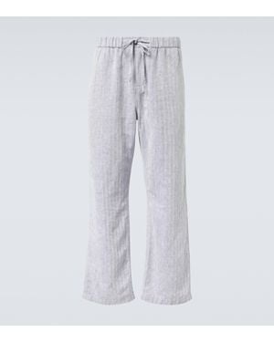 Frescobol Carioca Rocha Linen And Cotton Wide-Leg Trousers - Grey