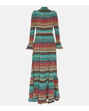 La DoubleJ Visconti Printed Silk Maxi Dress - Green