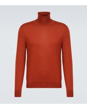 Saint Laurent Pull A Col Roule En Laine - Rouge
