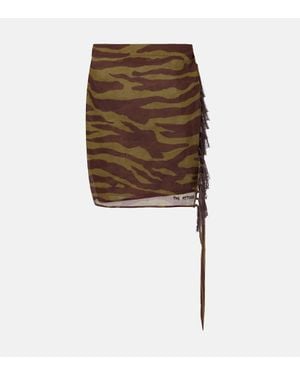 The Attico Zebra-Print Cotton Muslin Beach Cover-Up - Brown