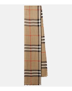 Burberry Bufanda De Lana Y Seda Con Check - Neutro