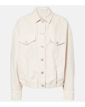 Brunello Cucinelli Monili Beaded Cotton And Linen Jacket - Natural