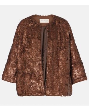 Dries Van Noten Giacca Con Paillettes - Marrone