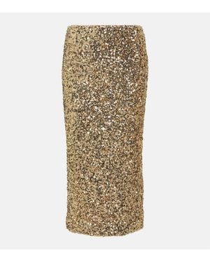 ROTATE BIRGER CHRISTENSEN Sequined Midi Skirt - Natural