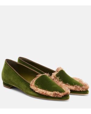 Manolo Blahnik Slip-Ons Agofran Aus Samt - Grün