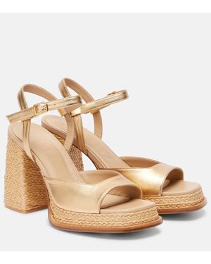 Souliers Martinez Gracia Metallic Leather Platform Sandals - Natural