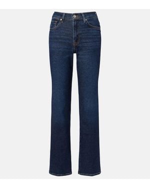 7 For All Mankind Jeans Rectos Stovepipe Straight De Tiro Medio - Azul