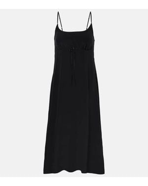 Simone Rocha Bow-Detail Crepe De Chine Slip Dress - Black