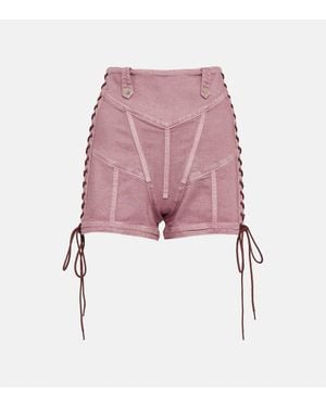 Jean Paul Gaultier X Knwls High-Rise Denim Corset Shorts - Pink