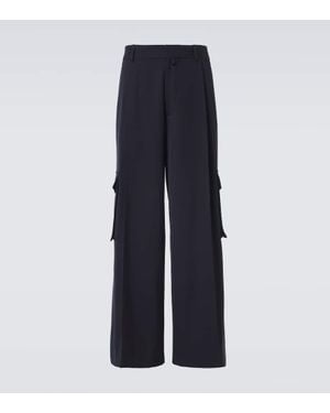 Dries Van Noten High-Rise-Cargohose Aus Wolle - Blau