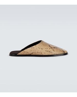 Fear Of God Snake-Effect Leather Mules - Natural