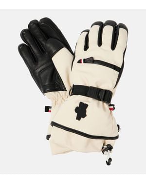 Moncler Leather-Trimmed Gloves - Black