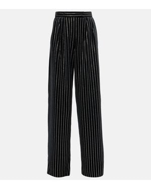 Alex Perry Embellished Velvet Straight Trousers - Black