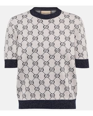 Gucci Cotton-blend Lame Top - Grey