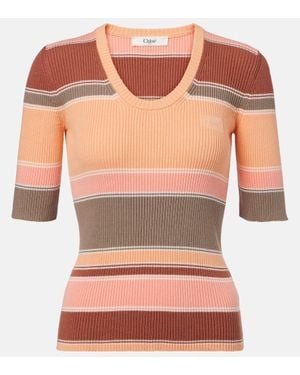 Chloé Top Aus Rippstrick - Grau