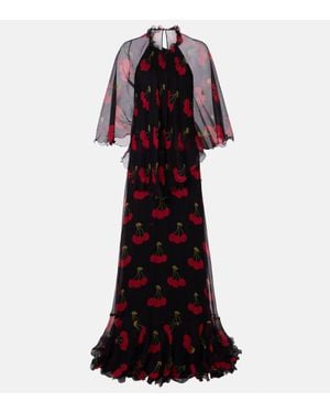 Valentino Creponne Chiffon Gown - Black