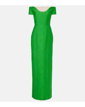 Emilia Wickstead Aislynn Strapless Floral Cloqué Gown - Green
