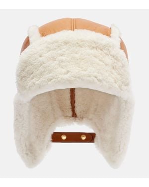 Miu Miu Muetze Aus Leder Mit Shearling - Natur