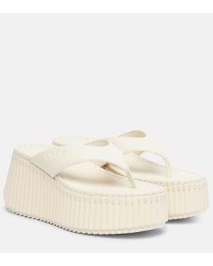 Chloé Plateausandalen Nama 80 Aus Leder - Weiß