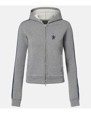 Balenciaga Embroidered Cotton Zip-Up Hoodie - Grey