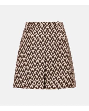 Valentino Toute La V Wool Jacquard Miniskirt - Natural