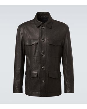 Giorgio Armani Leather Field Jacket - Black